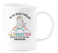 quotedazur - Mug Humour Personnalisé Si Tu Veux Frôler La Perfection Passe À Côté De Moi Prénom - Blanc/Céramique