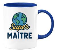 quotedazur - Mug Humour Personnalisé Super Maître - Bleu/Céramique