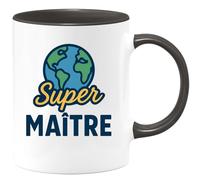 quotedazur - Mug Humour Personnalisé Super Maître - Noir/Céramique