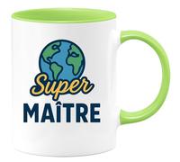 quotedazur - Mug Humour Personnalisé Super Maître - Vert/Céramique