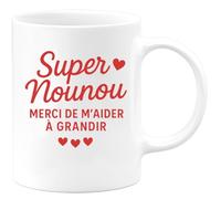 quotedazur - Mug Humour Personnalisé Super Nounou Merci De M'aider À Grandir - Blanc/Céramique