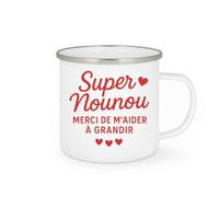 quotedazur - Mug Humour Personnalisé Super Nounou Merci De M'aider À Grandir - Blanc/Emaillé