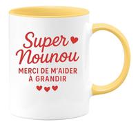 quotedazur - Mug Humour Personnalisé Super Nounou Merci De M'aider À Grandir - Jaune/Céramique