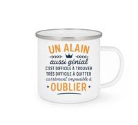 quotedazur - Mug Humour Personnalisé Un Alain Aussi Génial C'est Difficile À Trouver Très Difficile À Quitter Carrément Impossible À Oublier - Blanc/Emaillé