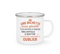 quotedazur - Mug Humour Personnalisé Une Bichette Aussi Géniale C'est Difficile À Trouver Très Difficile À Quitter Carrément Impossible À Oublier - Blanc/Emaillé