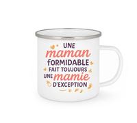 quotedazur - Mug Humour Personnalisé Une maman formidable fait toujours une mamie d'exception - Blanc/Emaillé
