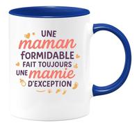quotedazur - Mug Humour Personnalisé Une maman formidable fait toujours une mamie d'exception - Bleu/Céramique