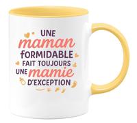 quotedazur - Mug Humour Personnalisé Une maman formidable fait toujours une mamie d'exception - Jaune/Céramique