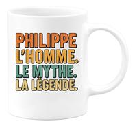 quotedazur - Mug Humour Philippe L'homme. Le Mythe. La Légende. - Idéal Cadeau Homme Tasse Originale Anniversaire
