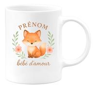 quotedazur - Mug Humour Prénom Bébé D'amour - Tasse Personnalisée Tendre Et Affectueuse Pour Bébé - Cadeau Personnalisé - Tasse Affectueuse Idéale Pour Nouveau-né Ou Anniversaire