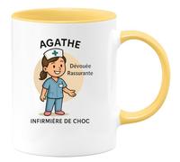 quotedazur - Mug Humour Prénom Dévouée Rassurante Infirmière De Choc - Cadeau Original Tasse Pour Infirmière Attentionnée Et Dévouée