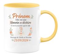 quotedazur - Mug Humour Prénom, Témoin Exceptionnelle Selon La Mariée Mariage Élodie Maxime 23/09/2024 Idée Cadeau Originale Tasse Personnalisée