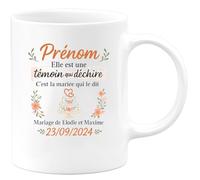 quotedazur - Mug Humour Prénom, Témoin Exceptionnelle Selon La Mariée Mariage Élodie Maxime 23/09/2024 Idée Cadeau Originale Tasse Personnalisée