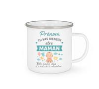 quotedazur - Mug Humour Prénom Tu Vas Bientôt Être Maman, Bébé T'aime Déjà Et T'attend Avec Amour Cadeau Idéal Tasse Personnalisée Maternité Future