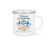 quotedazur - Mug Humour Prénom, Tu Vas Bientôt Être Papy, Bébé T'aime Déjà Et A Hâte De Te Rencontrer Idée Cadeau Originale Tasse Personnalisée Pour Futur Grand-père