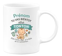 quotedazur - Mug Humour Prénom, Tu Vas Bientôt Être Tonton, Bébé T'aime Déjà Et A Hâte De Te Rencontrer Cadeau Original Tasse Tendre Pour Futur À Offrir