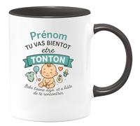 quotedazur - Mug Humour Prénom, Tu Vas Bientôt Être Tonton, Bébé T'aime Déjà Et A Hâte De Te Rencontrer Cadeau Original Tasse Tendre Pour Futur À Offrir