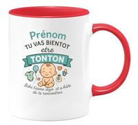 quotedazur - Mug Humour Prénom, Tu Vas Bientôt Être Tonton, Bébé T'aime Déjà Et A Hâte De Te Rencontrer Cadeau Original Tasse Tendre Pour Futur À Offrir