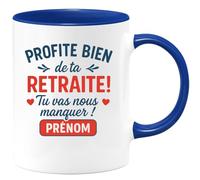 quotedazur - Mug Humour Profite Bien De Ta Retraite, Tu Vas Nous Manquer ! Prénom - Idée Cadeau Tasse Originale Pour Départ En Retraite Unique Et Personnalisée
