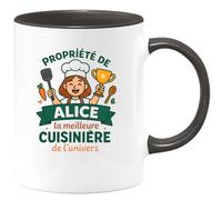 quotedazur - Mug Humour Propriété D'alice, Meilleure Cuisinière De L'univers Idée Cadeau Originale Tasse Pour Passionnée