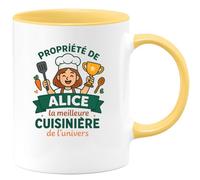 quotedazur - Mug Humour Propriété D'alice, Meilleure Cuisinière De L'univers Idée Cadeau Originale Tasse Pour Passionnée