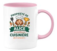quotedazur - Mug Humour Propriété D'alice, Meilleure Cuisinière De L'univers Idée Cadeau Originale Tasse Pour Passionnée