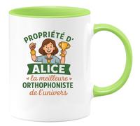 quotedazur - Mug Humour Propriété De Alice, Meilleure Orthophoniste L'univers, Unique Cadeau Tasse Original Pour Idée Idéale À Offrir