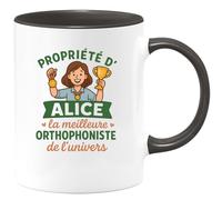 quotedazur - Mug Humour Propriété De Alice, Meilleure Orthophoniste L'univers, Unique Cadeau Tasse Original Pour Idée Idéale À Offrir