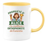 quotedazur - Mug Humour Propriété De Alice, Meilleure Orthophoniste L'univers, Unique Cadeau Tasse Original Pour Idée Idéale À Offrir