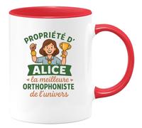 quotedazur - Mug Humour Propriété De Alice, Meilleure Orthophoniste L'univers, Unique Cadeau Tasse Original Pour Idée Idéale À Offrir