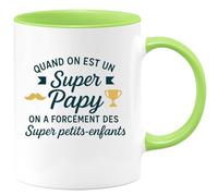 quotedazur - Mug Humour Quand On Est Un Super Papy On A Forcément Des Super Petits-Enfants - Cadeau Original Tasse Pour Grand-Père Et Petits-Enfants