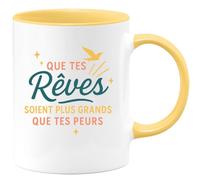 quotedazur - Mug Humour Que Tes Rêves Soient Plus Grands Que Tes Peurs - Idée Cadeau Tasse Inspirante Pour Motivation Quotidienne