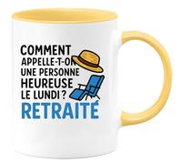 quotedazur - Mug Humour Quelle Est Une Personne Heureuse Le Lundi ? Un Retraité Plein D'humour - Idée Cadeau Originale Tasse Retraite Drôle Et Humour Du Lundi