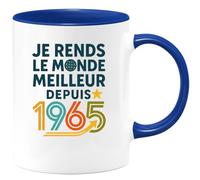 quotedazur - Mug Humour Rends Le Monde Meilleur Depuis 1965 Avec Ce Mug Unique - Cadeau Original Tasse Vintage Pour Homme Né En 1965