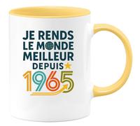 quotedazur - Mug Humour Rends Le Monde Meilleur Depuis 1965 Avec Ce Unique Cadeau Original Tasse Vintage Pour Homme Né En