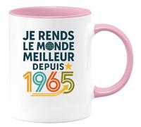 quotedazur - Mug Humour Rends Le Monde Meilleur Depuis 1965 Avec Ce Unique Cadeau Original Tasse Vintage Pour Homme Né En