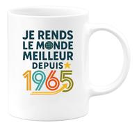 quotedazur - Mug Humour Rends Le Monde Meilleur Depuis 1965 Avec Ce Unique Cadeau Original Tasse Vintage Pour Homme Né En