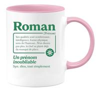 quotedazur - Mug Humour Roman Prénom Synonyme D’intelligence Et Cadeau Tasse Original Inoubliable. Idée Originale Pour Une Unique Personnalisée