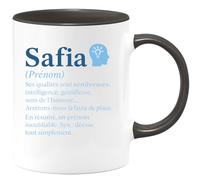 quotedazur - Mug Humour Safia Prénom Unique, Qualités Telles Que Intelligence, Gentillesse, Un Cadeau En Tasse Original Pour Femme, Jolie Personnalité