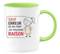 quotedazur - Mug Humour Sauf Erreur De Ma Part J'ai Toujours Raison - Idéal Cadeau Amusant Pour Une Tasse Personnalisée Unique