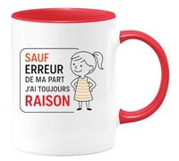 quotedazur - Mug Humour Sauf Erreur De Ma Part J'ai Toujours Raison Idéal Cadeau Amusant Pour Une Tasse Personnalisée Unique