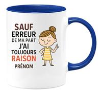 quotedazur - Mug Humour Sauf Erreur, J'ai Toujours Raison Phrase Humoristique Pour Homme Cadeau Original Tasse