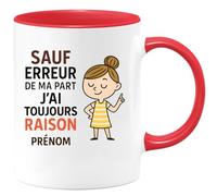 quotedazur - Mug Humour Sauf Erreur, J'ai Toujours Raison Phrase Humoristique Pour Homme Cadeau Original Tasse