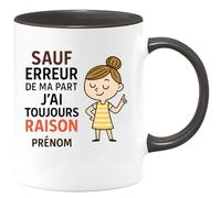 quotedazur - Mug Humour Sauf Erreur, J'ai Toujours Raison Phrase Humoristique Pour Homme Cadeau Original Tasse
