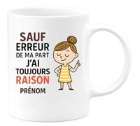 quotedazur - Mug Humour Sauf Erreur, J'ai Toujours Raison Phrase Humoristique Pour Homme Cadeau Original Tasse