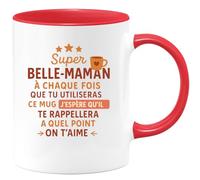 quotedazur - Mug Humour Super Belle-Maman, Chaque Fois Que Tu Utilises Ce Mug, Souviens-Toi Combien On T'aime, Tu Es Formidable - Idée Cadeau Originale Tasse Pour Belle-Maman Exceptionnelle