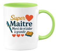quotedazur - Mug Humour Super Maître, Merci Pour Votre Aide À Grandir Au Quotidien Idée Cadeau Tasse Enseignant Apprécié Et Original Offrir