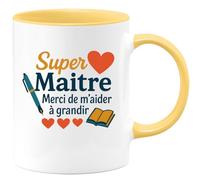 quotedazur - Mug Humour Super Maître, Merci Pour Votre Aide À Grandir Au Quotidien Idée Cadeau Tasse Enseignant Apprécié Et Original Offrir