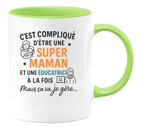 quotedazur - Mug Humour Super Maman Et Éducatrice, Gérer Tout N'est Pas Simple Mais Je M'en Sors Avec Cadeau Original Pour Tasse