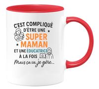 quotedazur - Mug Humour Super Maman Et Éducatrice, Gérer Tout N'est Pas Simple Mais Je M'en Sors Avec Humour. - Cadeau Original Pour Maman Éducatrice Tasse Humour